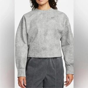 NWT Nike Forward Womens Light Gray Textured Cropped Oversized Crew Sweatshirt